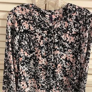 NYDJ Black & Pink Floral Print Women's Blouse